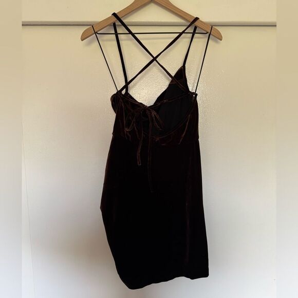 Amanda Uprichard Brown Velvet Mini Dress Medium - Picture 3 of 8